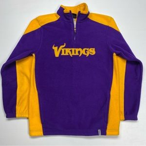 NFL Reebok Minnesota Vikings Spellout Quarter-Zip Fleece Sweater Youth L